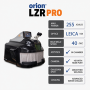Orion LZR Pro laser welding machine with specifications on a white background